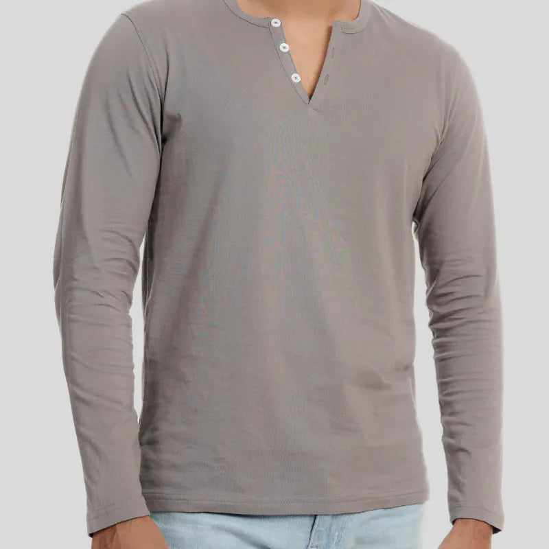 Men's Henley Full Tee 03 (Dark Grey)