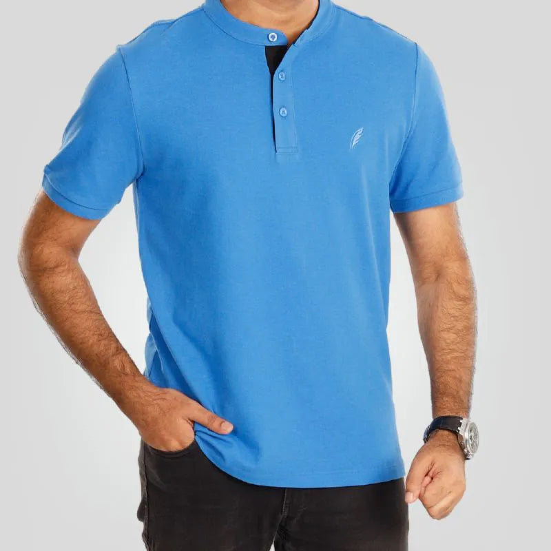 Men's Henley Polo (Royal)