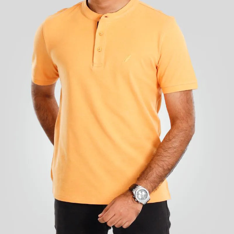 Men's Henley Polo (Yellow)
