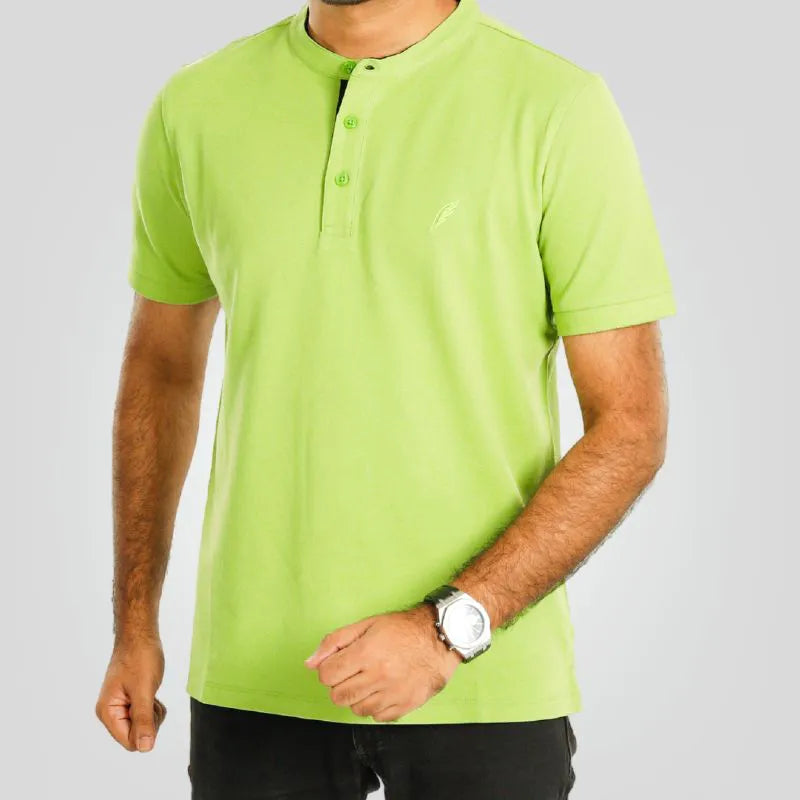 Men's Henley Polo (L.Green)