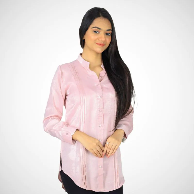 Women's Pleated Shirt Pink K-02