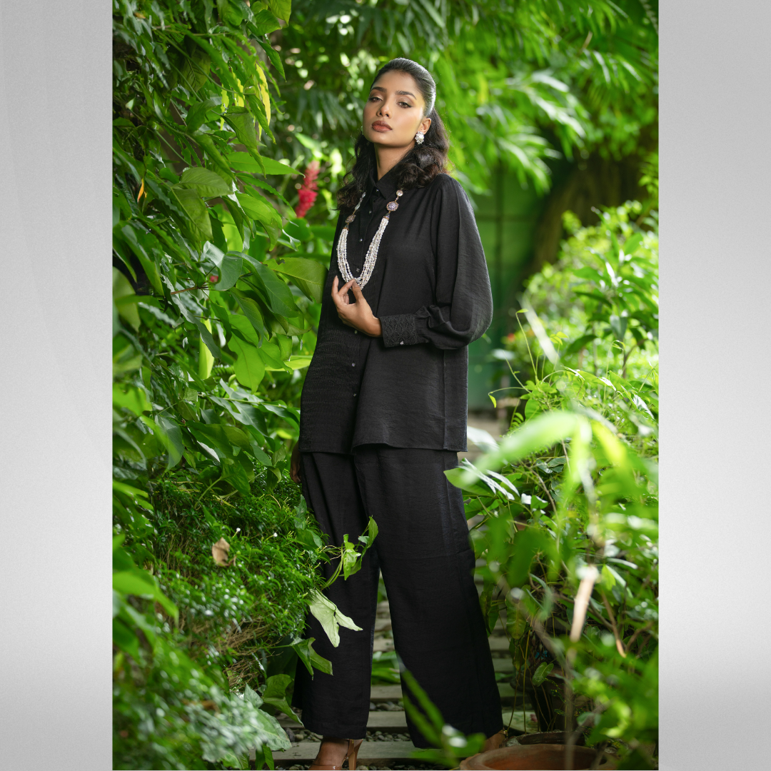 Women's Silk Crepe Co-Ord Black