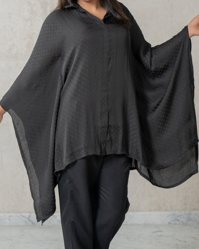 Women's Polka Dot Kaftan Black