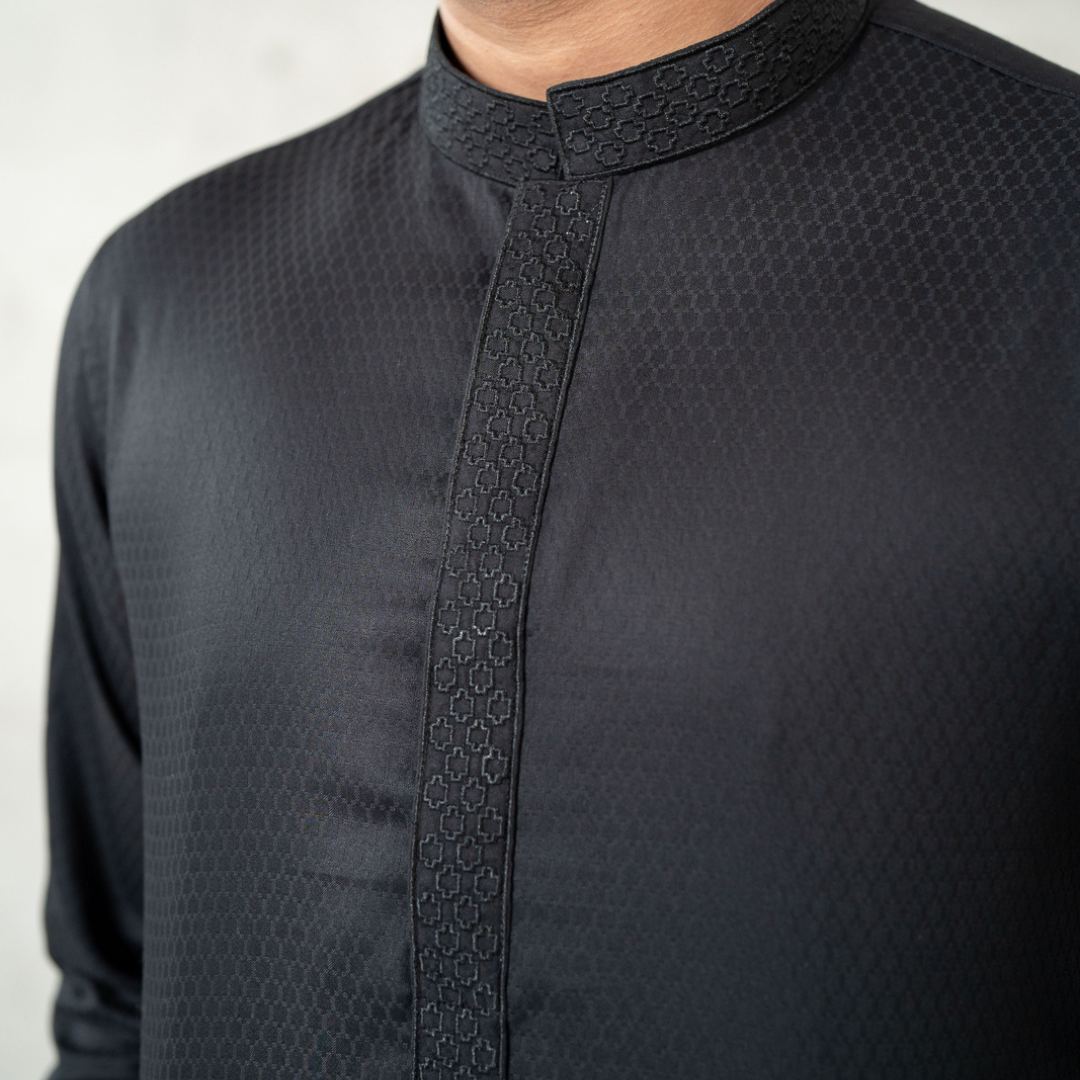 Men's Embroidered Panjabi 03 (Black)