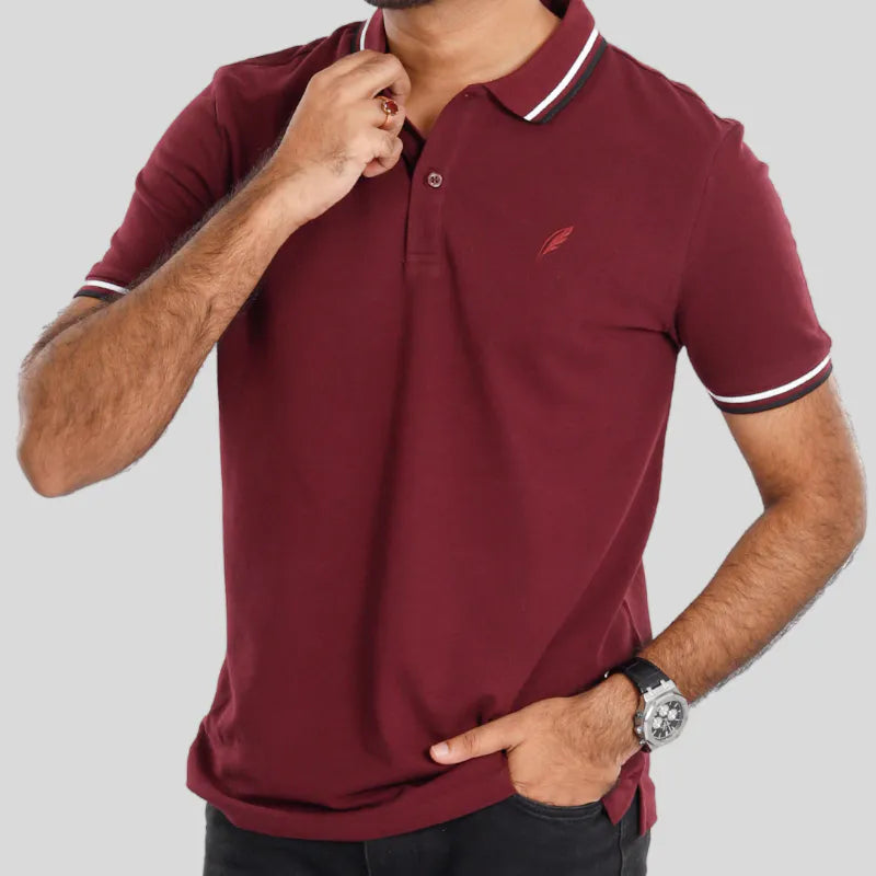 Standard Polo (Beige + Burgundy)