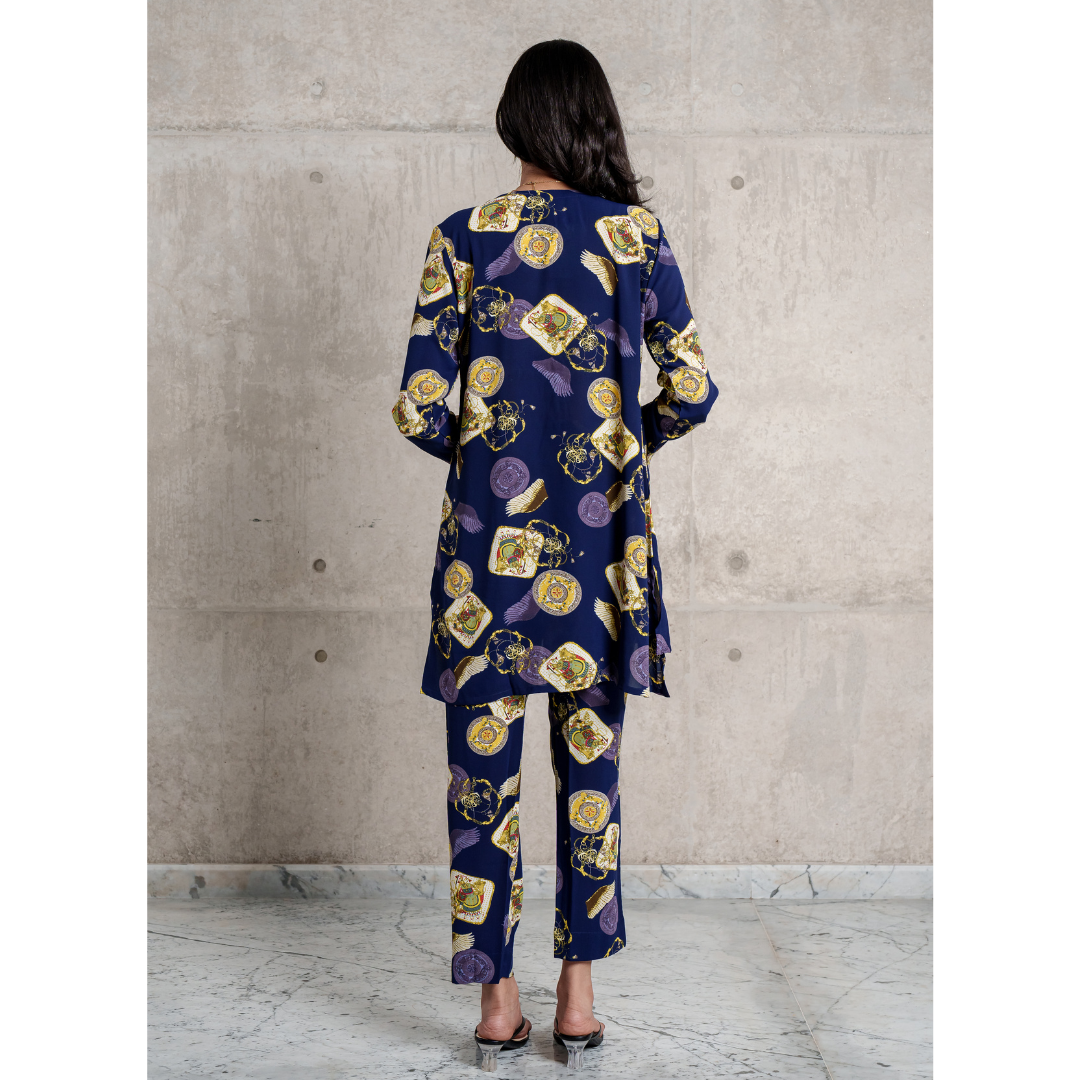 Women's AOP Georgette CO-ORD set (Blue)