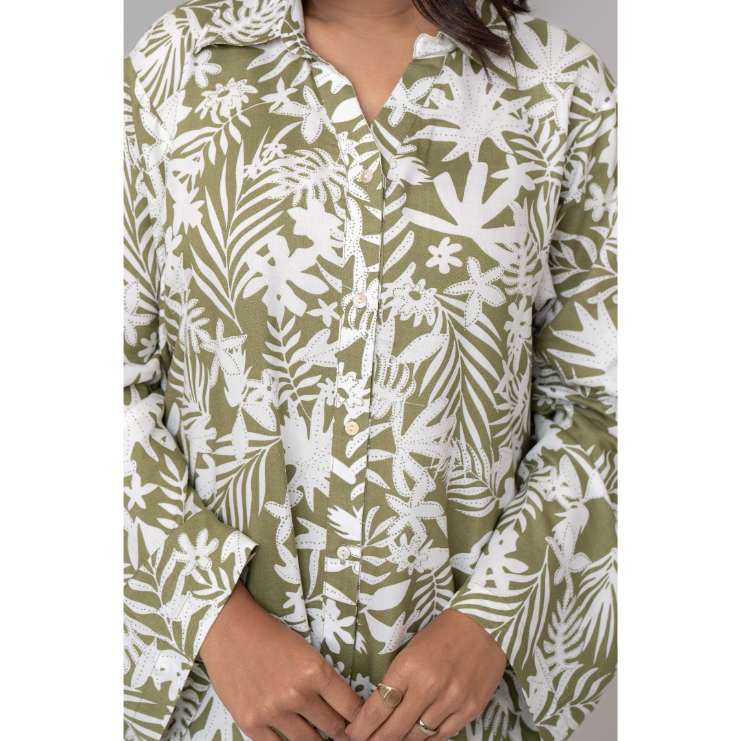 AOP Linen Co-Ord Olive