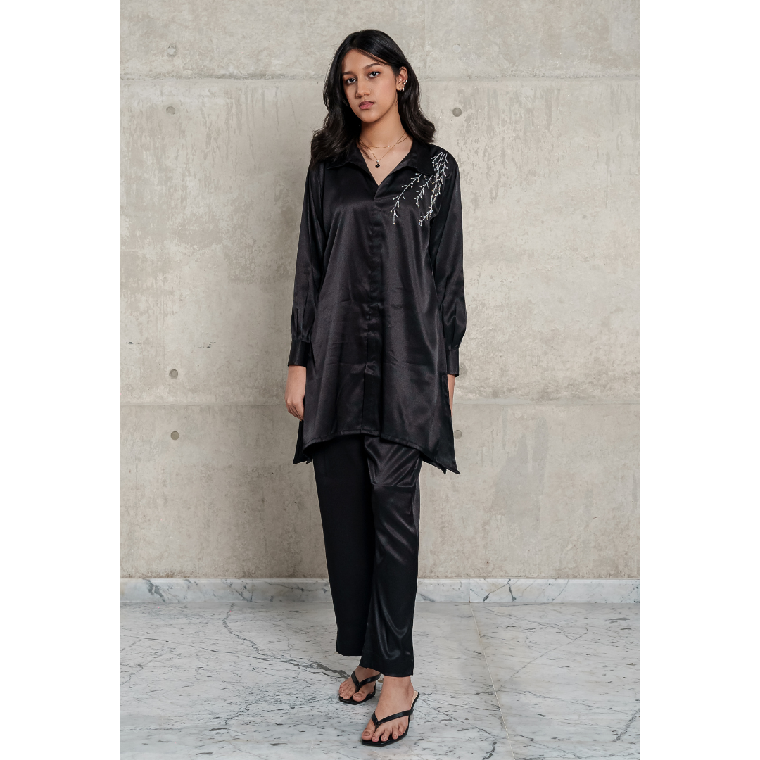 AR Silk Co-Ord Set (Black)