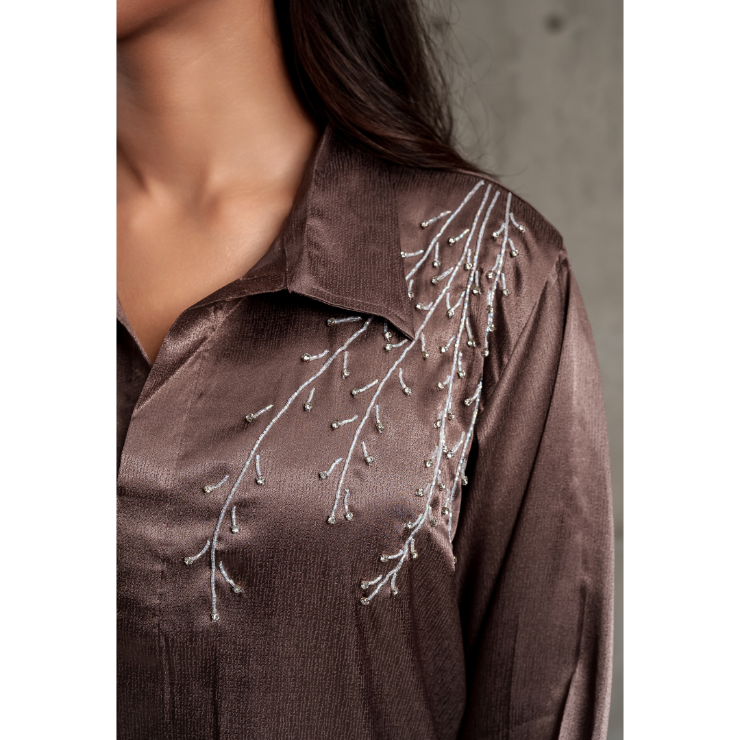 AR Silk Co-Ord Set (Coffee)