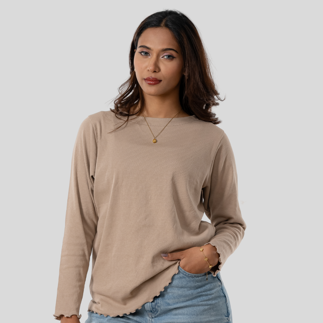 Women's B. Neck Tee Beige