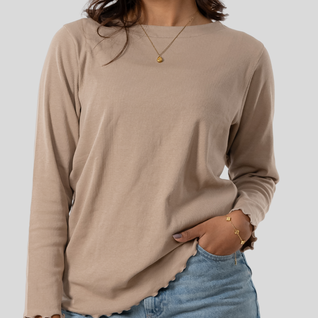 Women's B. Neck Tee Beige