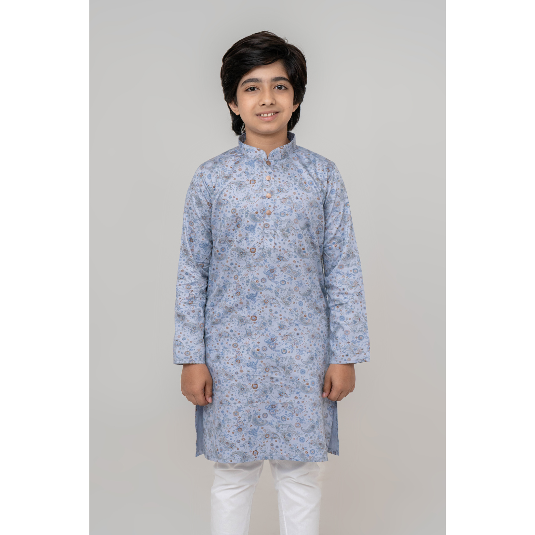 Boy's AOP Panjabi Indigo