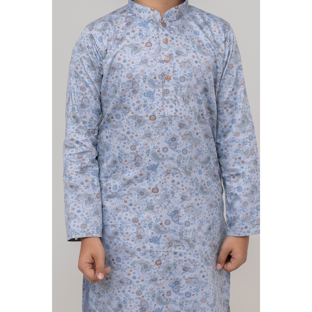 Boy's AOP Panjabi Indigo