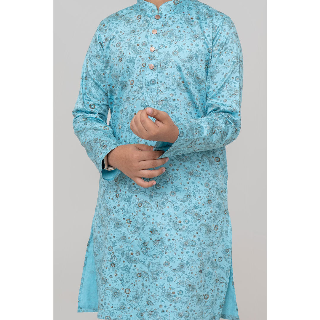 Boy's AOP Panjabi Aqua