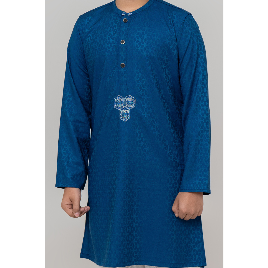 Boy's Hexa Jacquard Panjabi Blue