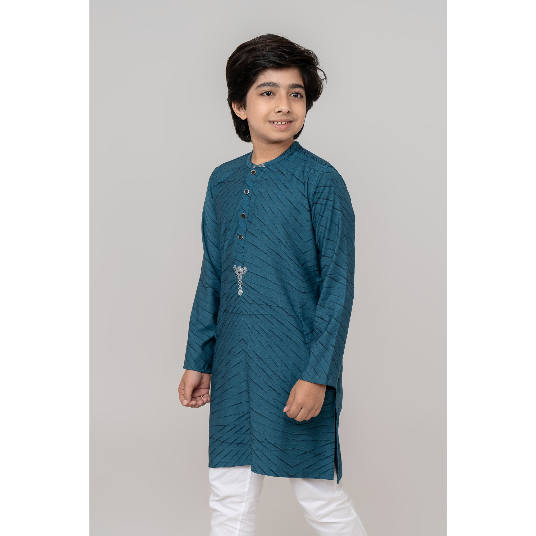 Boy's Stroke Jacquard Panjabi Blue