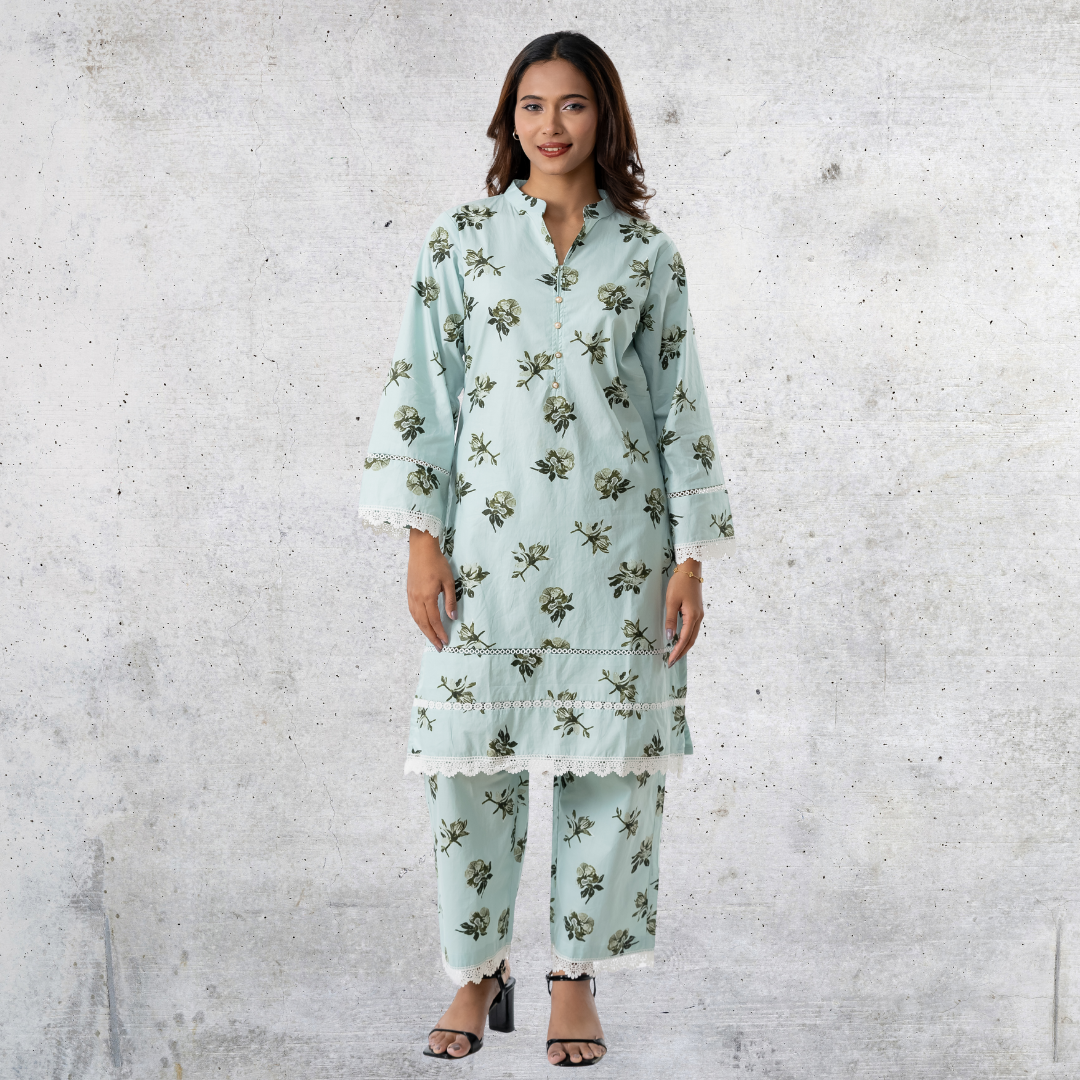 Women's Cotton AOP Co-Ord (Mint)