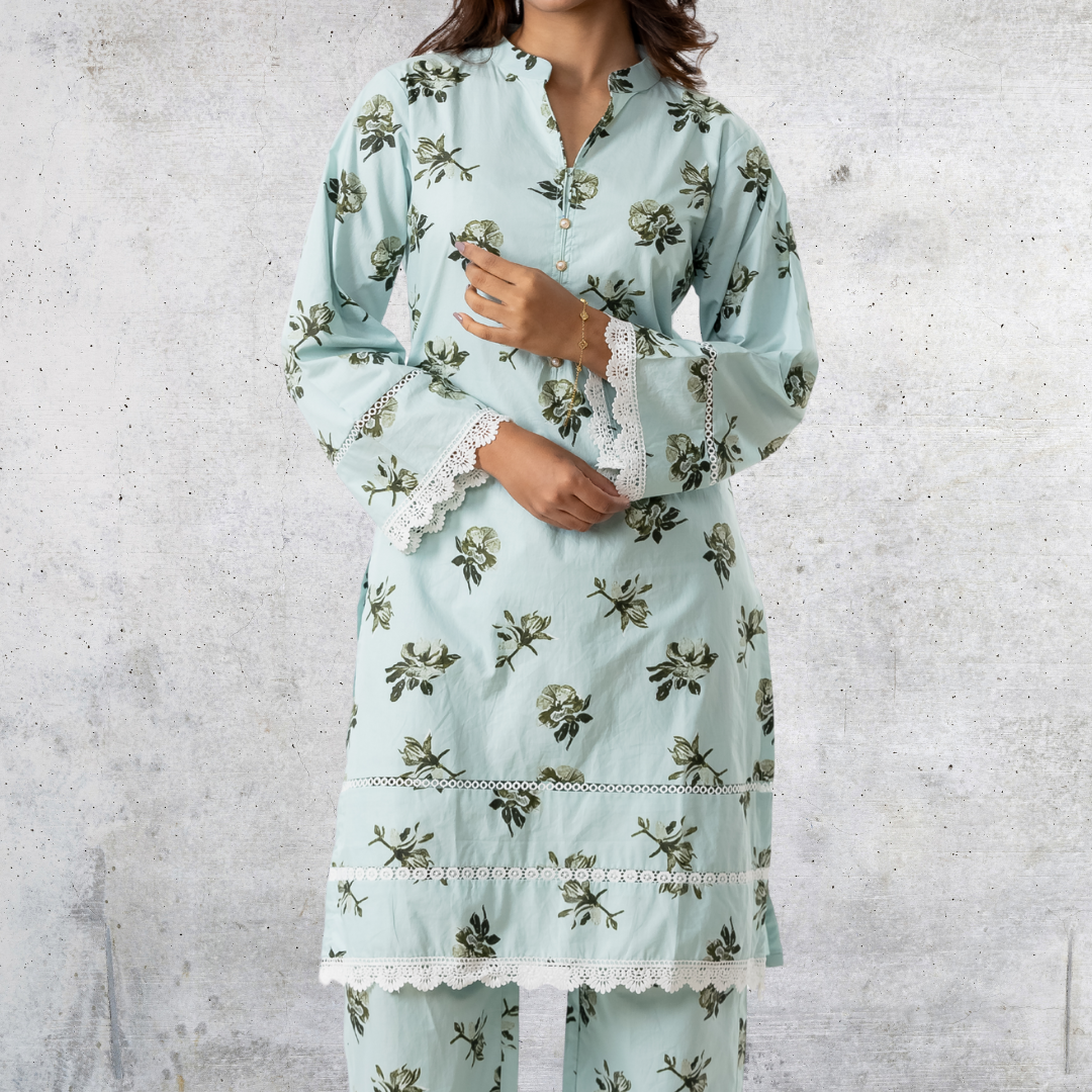 Women's Cotton AOP Co-Ord (Mint)