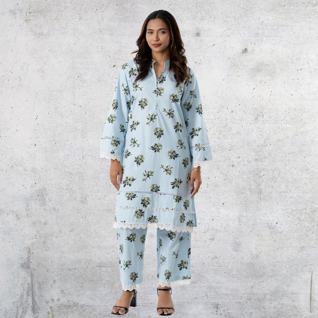 Women's Cotton AOP Co-Ord (Sky)