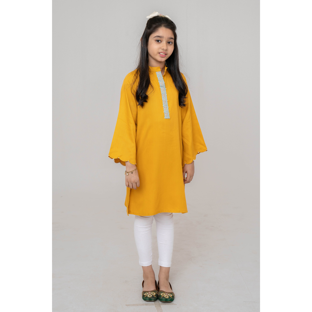 Girl's EMB Kurti Yellow
