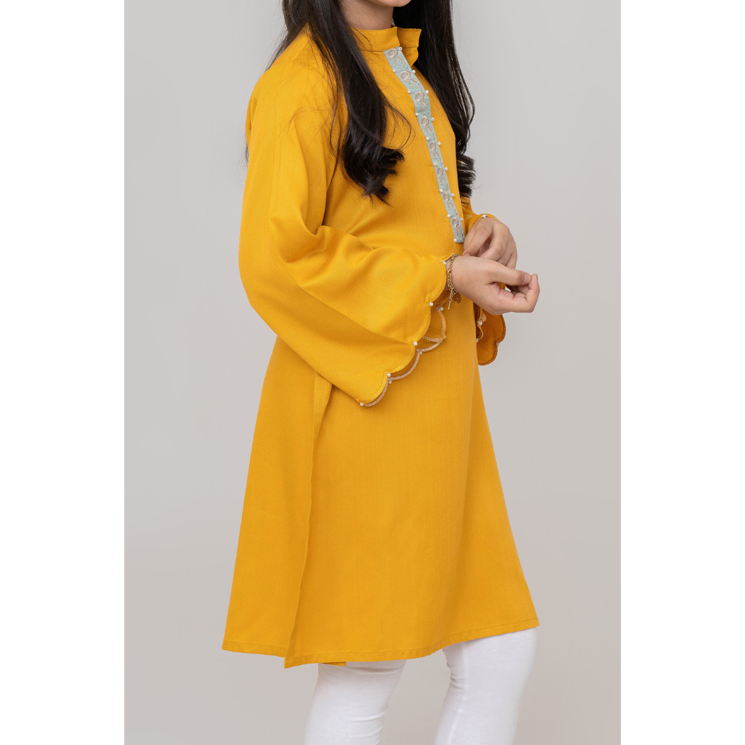 Girl's EMB Kurti Yellow
