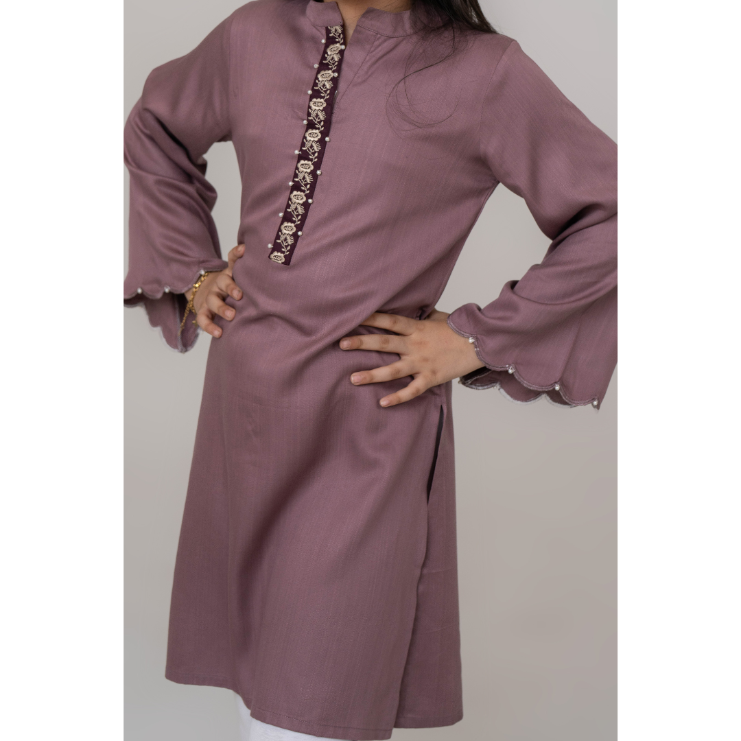 Girl's EMB Kurti Coffee