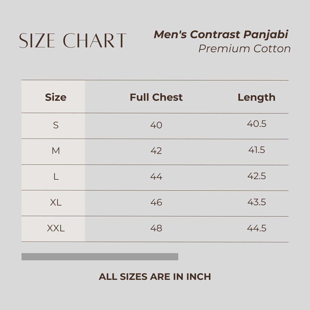 Men's Contrast Panjabi Indigo