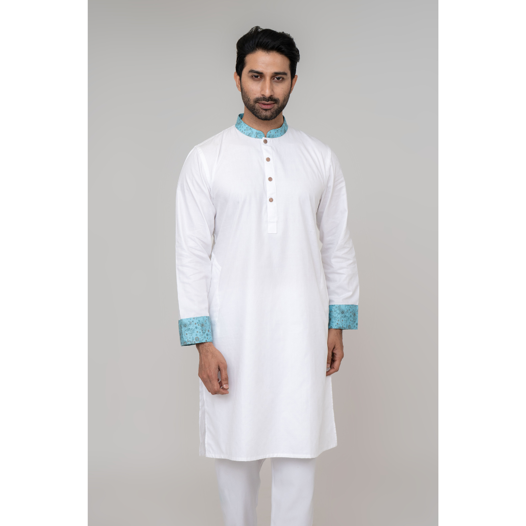 Men's Contrast Panjabi AQUA