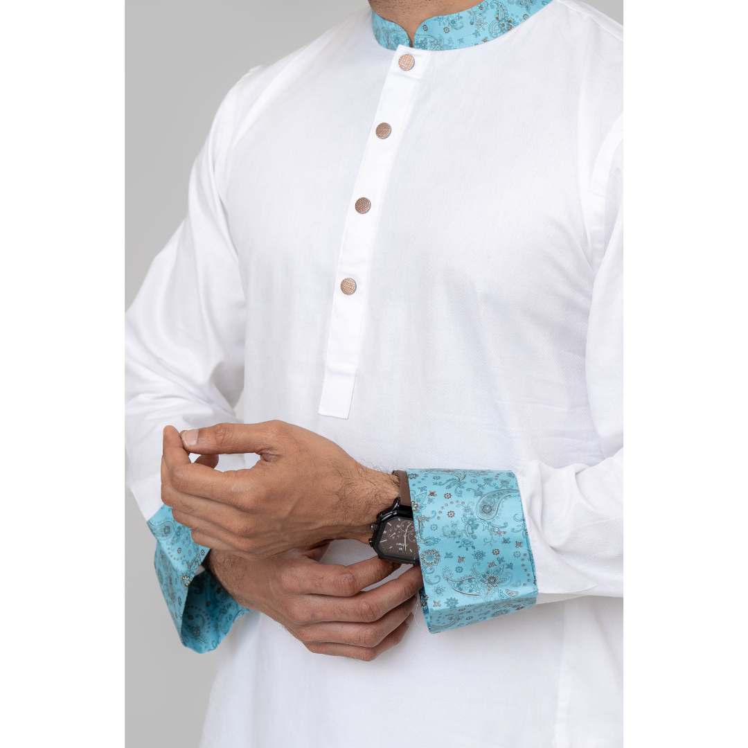 Men's Contrast Panjabi AQUA