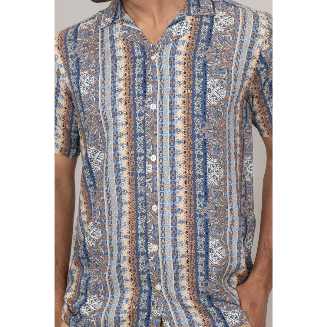 Men's Cuban Shirt Linen Multicolor AOP