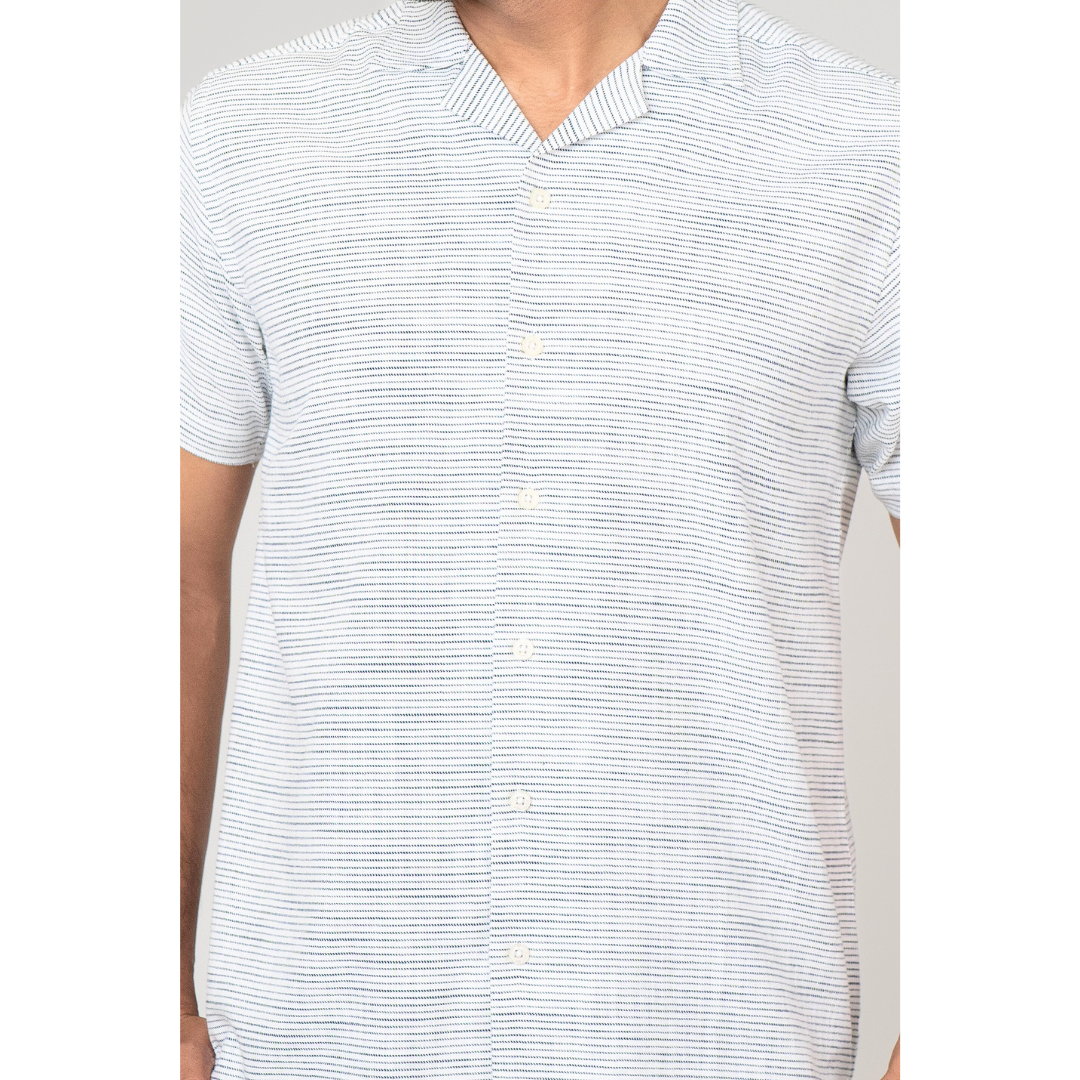 Men's Cuban Shirt Y/D Sky and Black