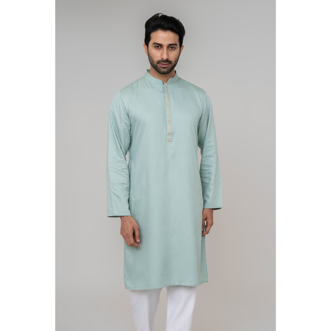 Men’s EMB Panjabi Seafoam Green