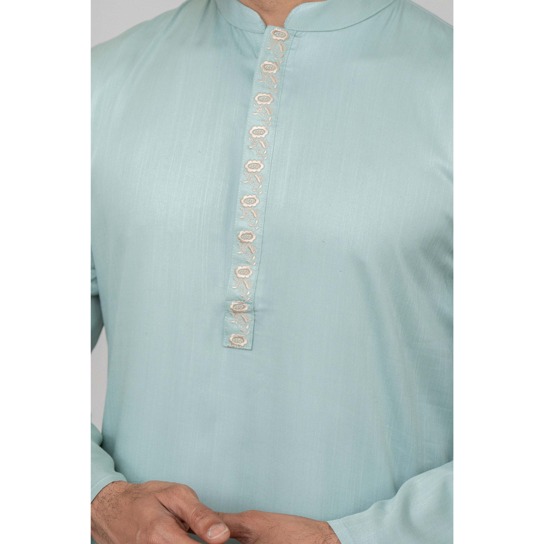 Men’s EMB Panjabi Seafoam Green