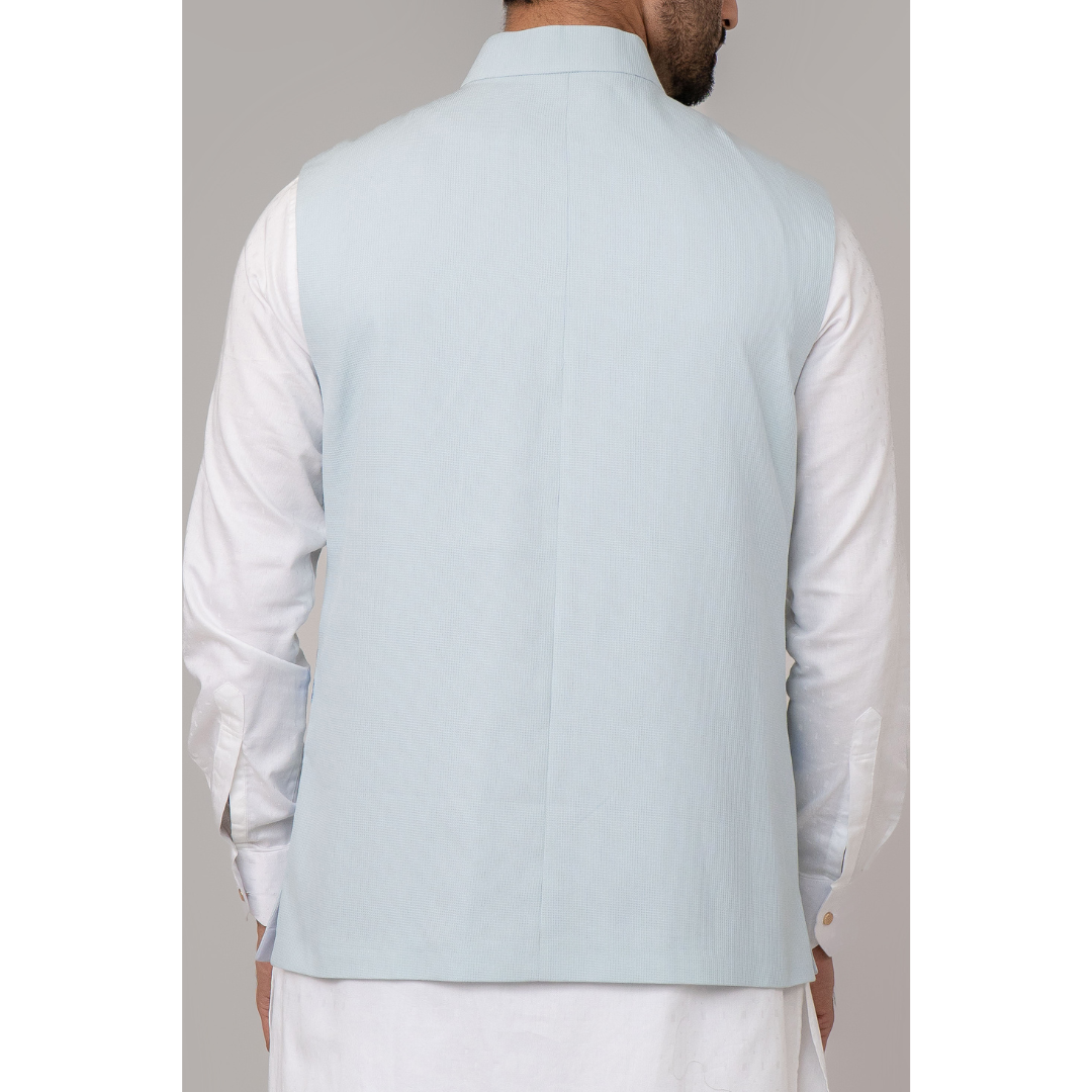 Men's Embroidered Waist Coat Lt. Blue