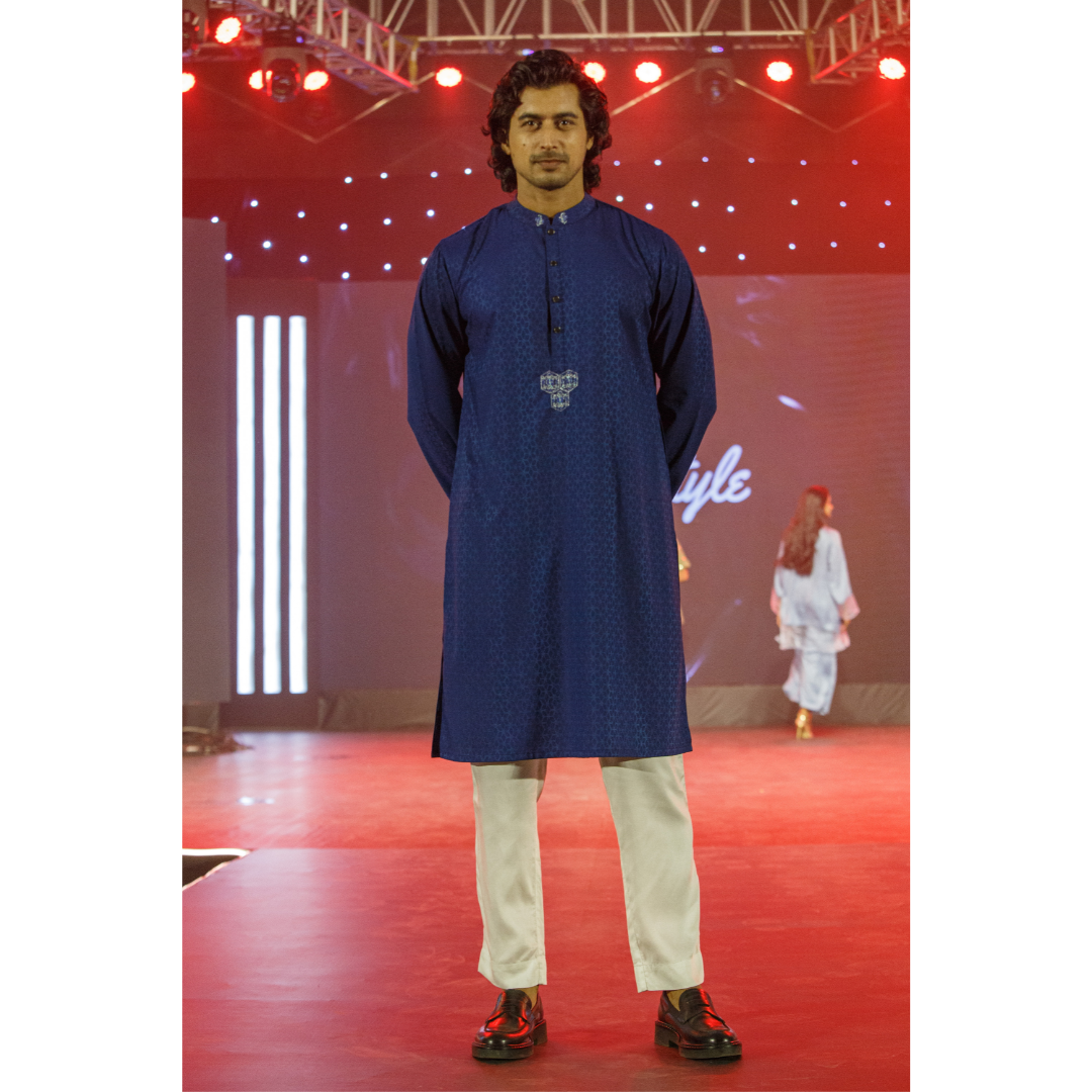 Men's Hexa Jacquard Panjabi (Blue)