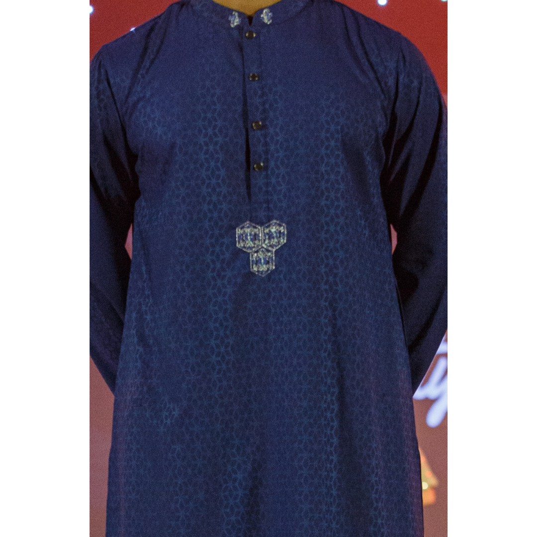 Men's Hexa Jacquard Panjabi (Blue)