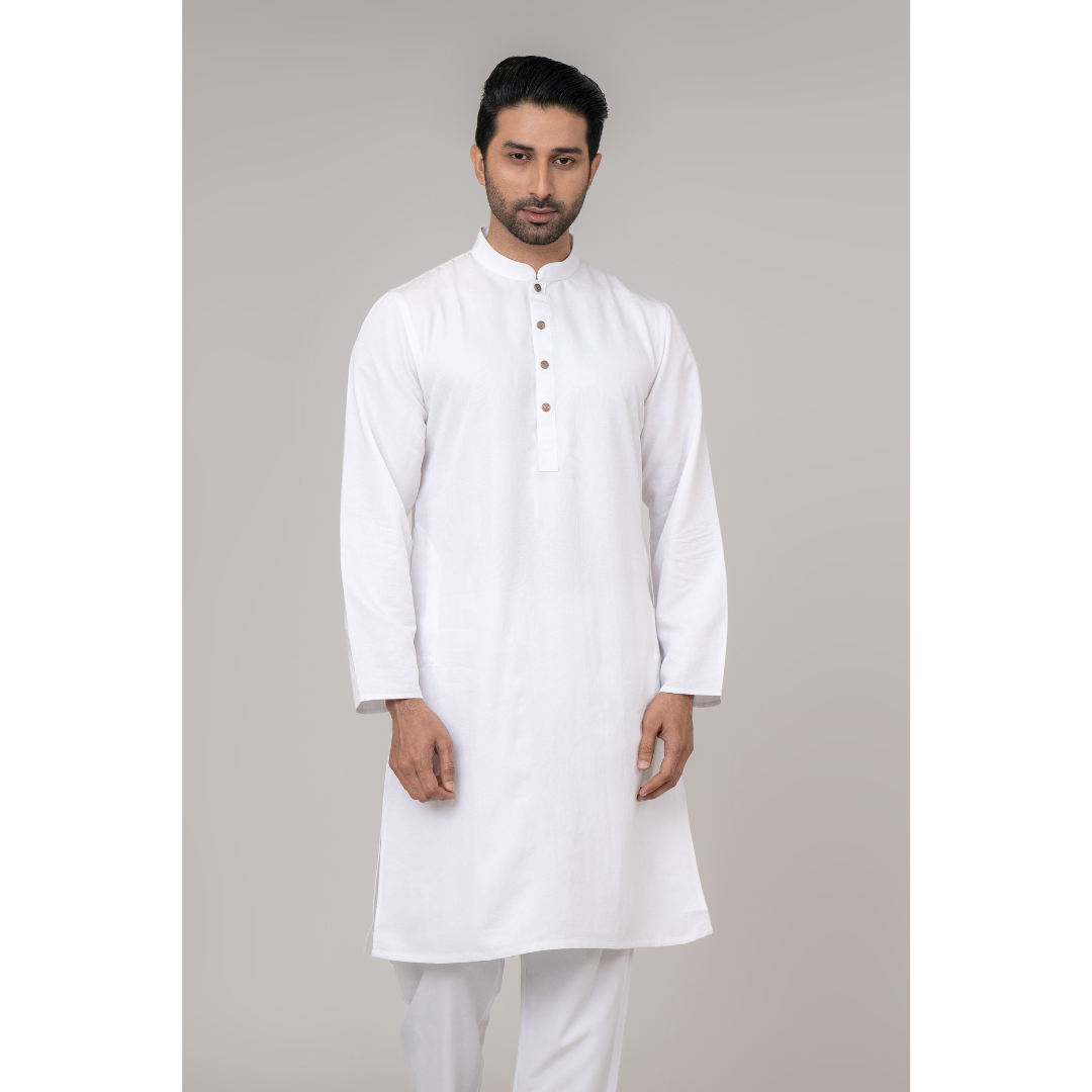 Men's Jacquard Panjabi White