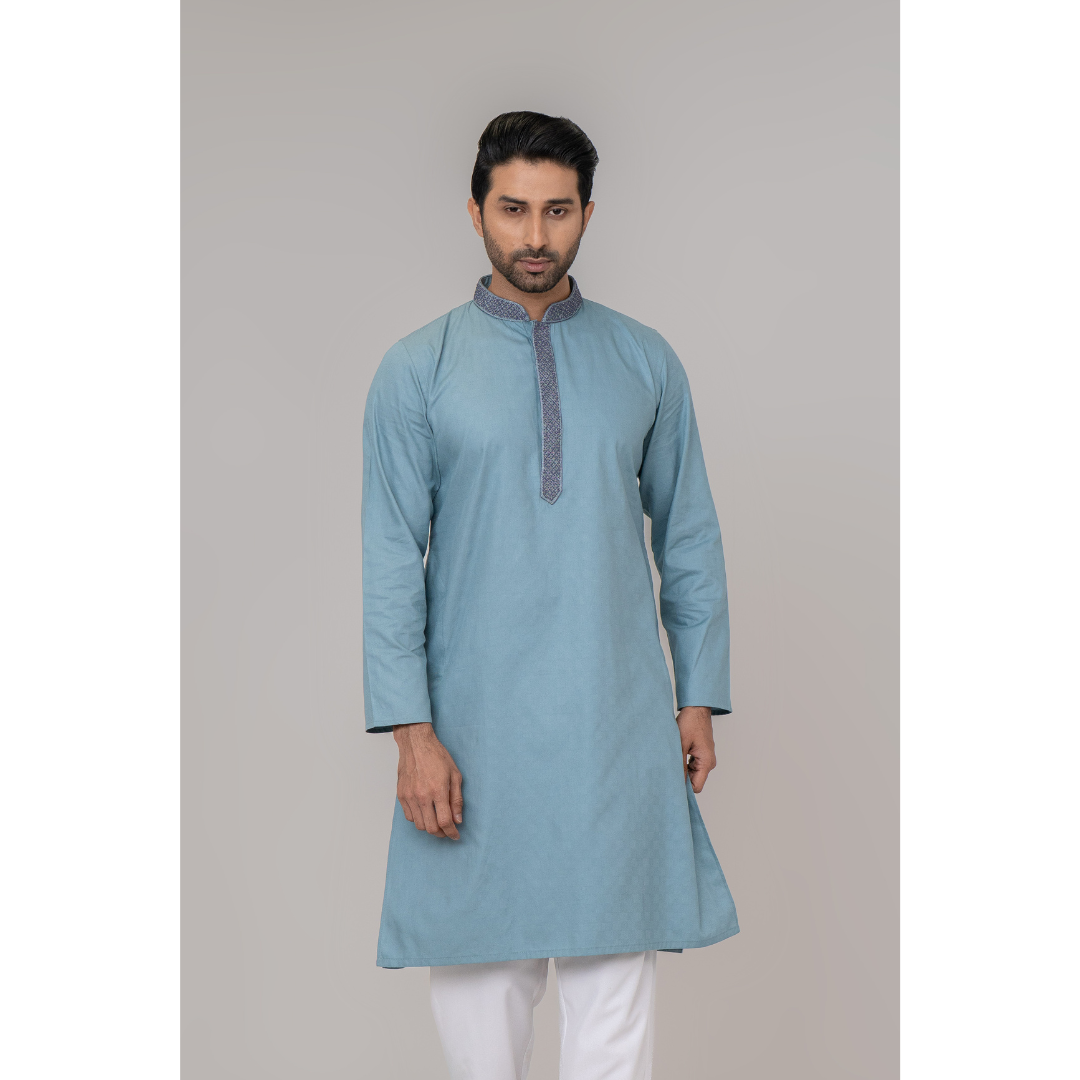 Men’s Jacquard EMB Panjabi Pinegreen