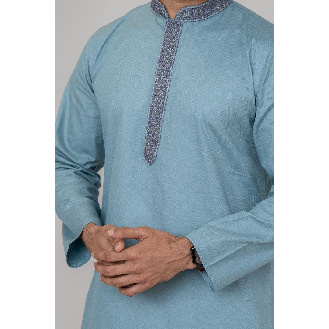 Men’s Jacquard EMB Panjabi Pinegreen