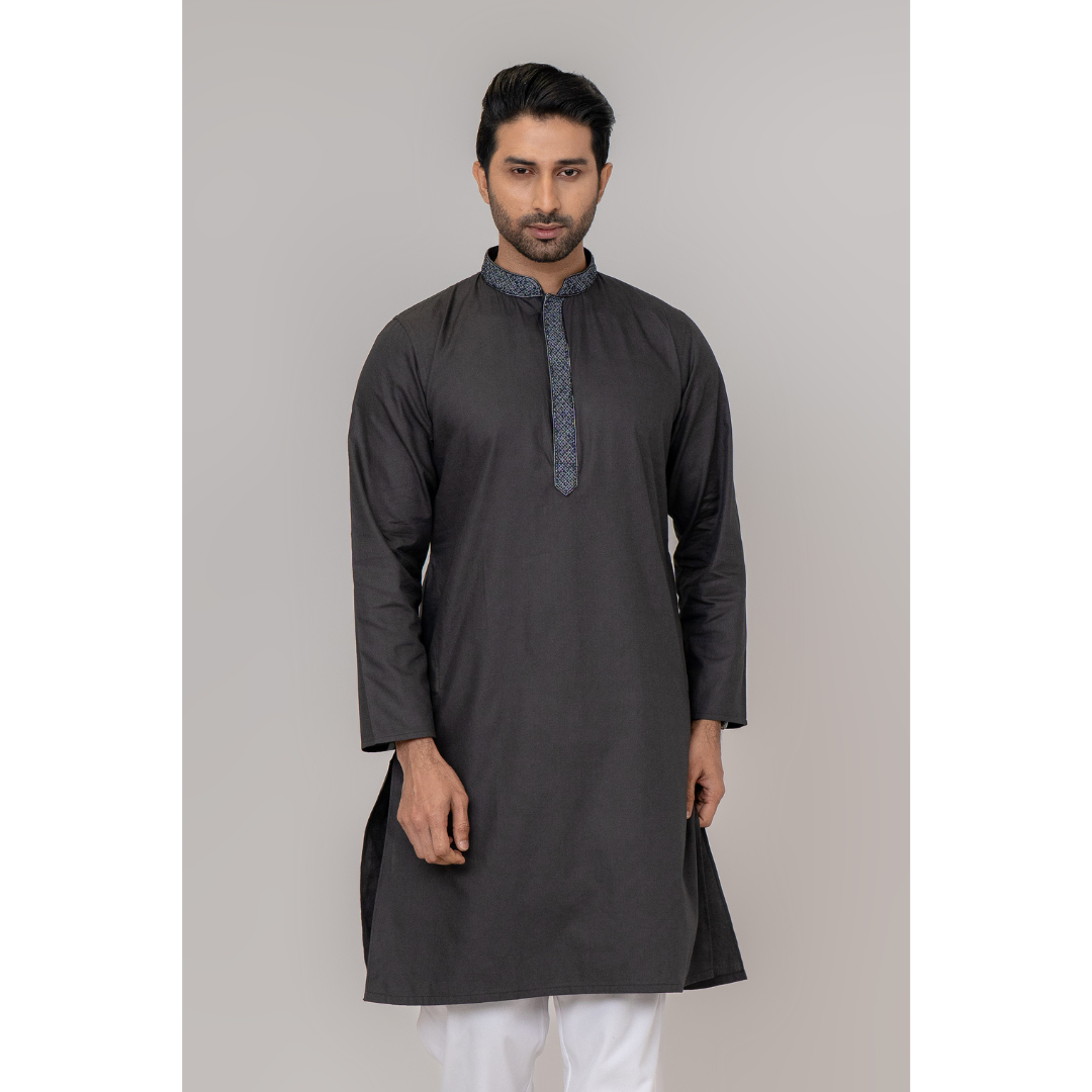 Men’s Jacquard EMB Panjabi Charcoal