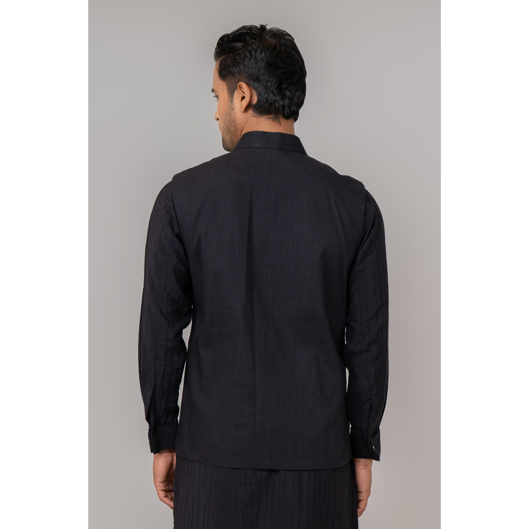 Men's Karchupi Waist Coat Black
