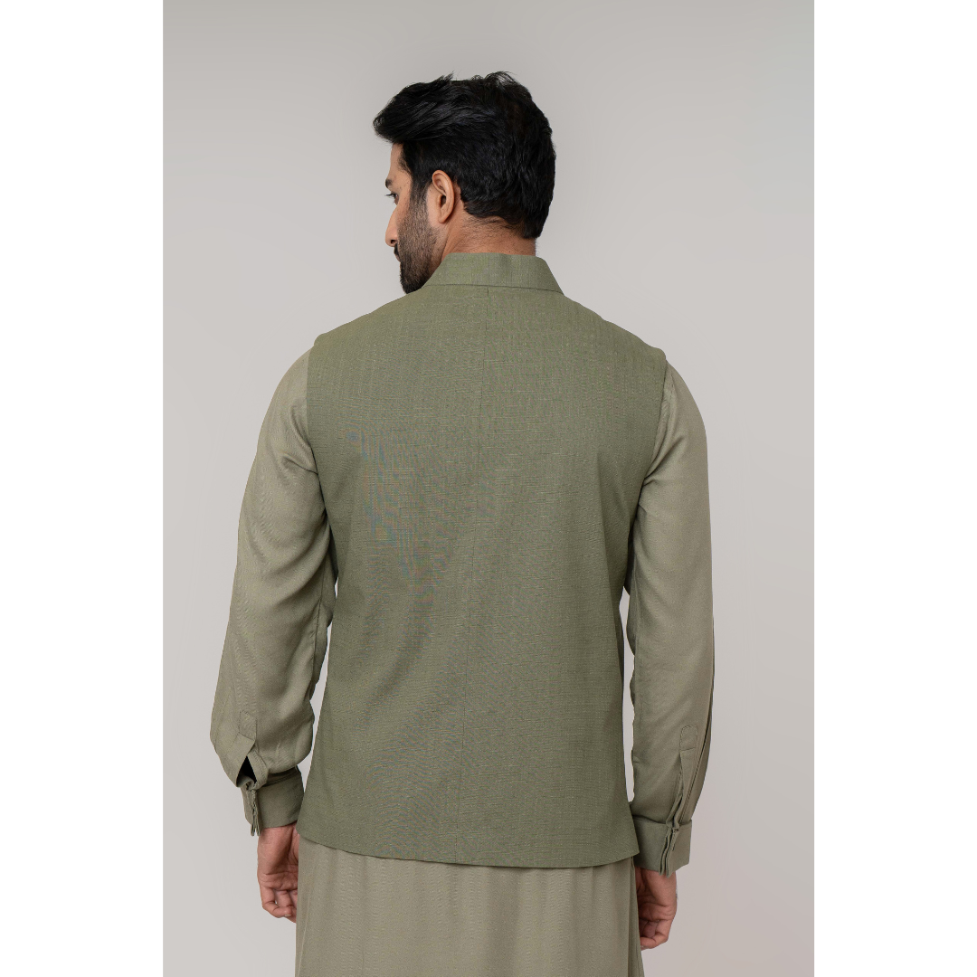Men's Karchupi Waist Coat Olive