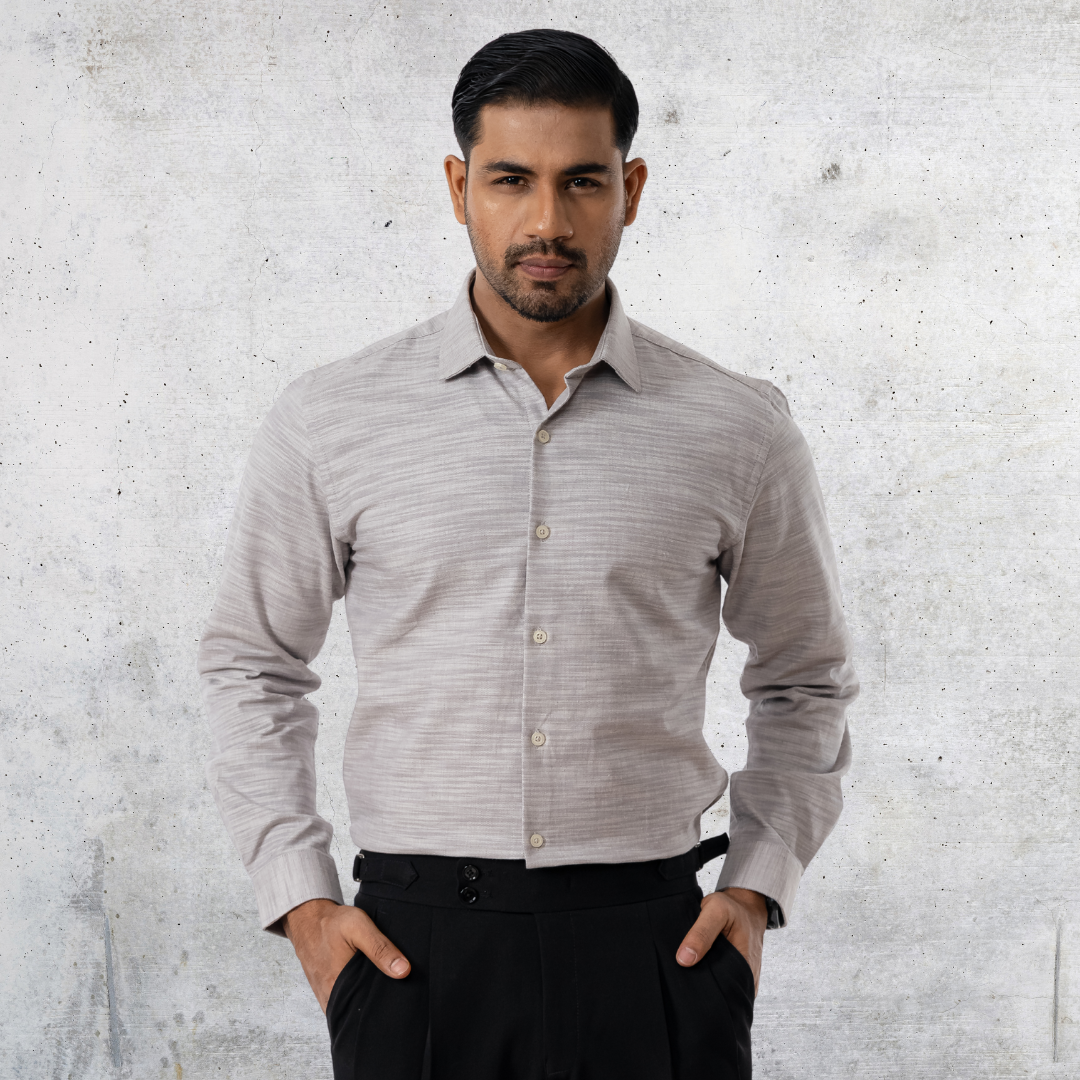 Men's Slub Cotton Shirt Ash