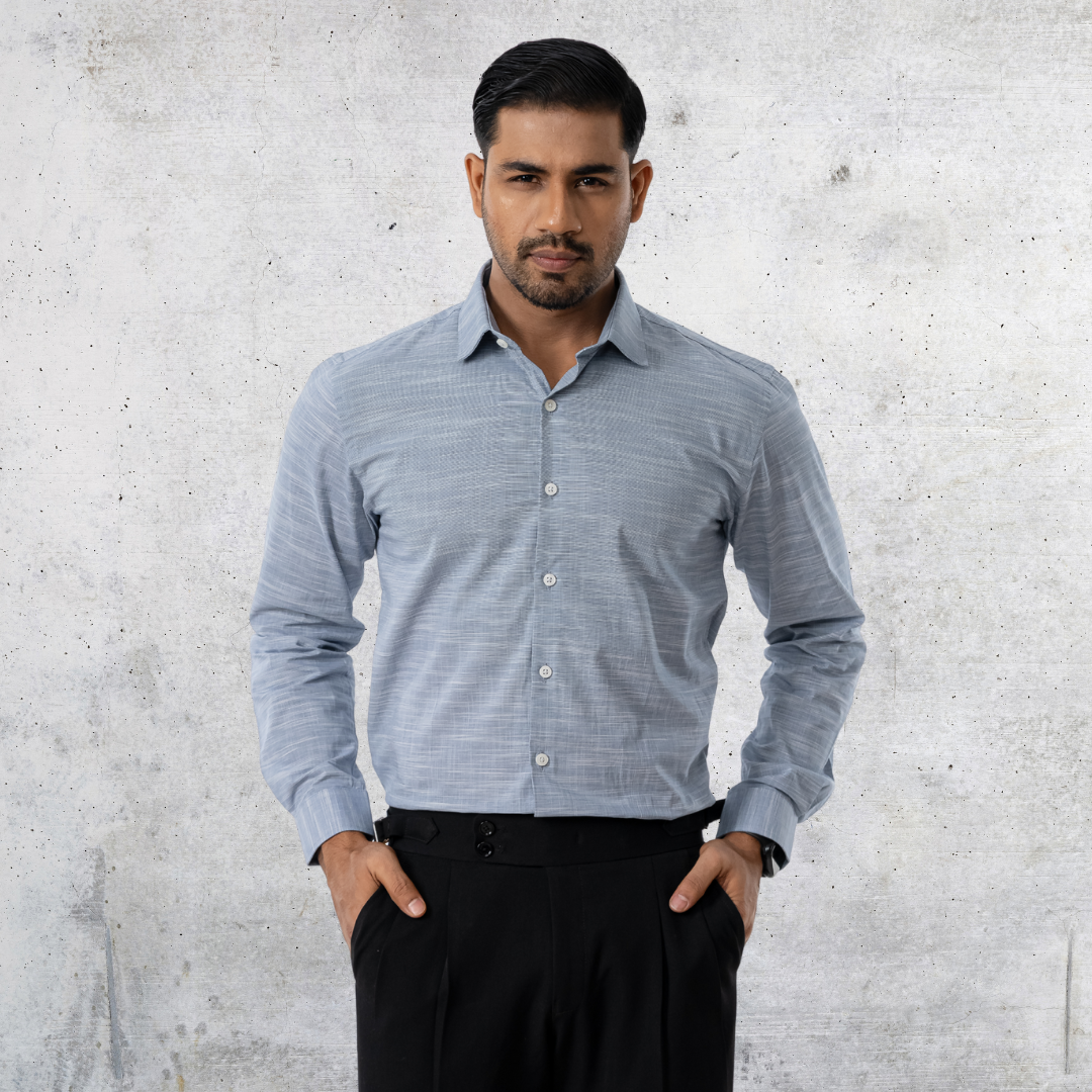 Men's Slub Cotton Shirt Sky