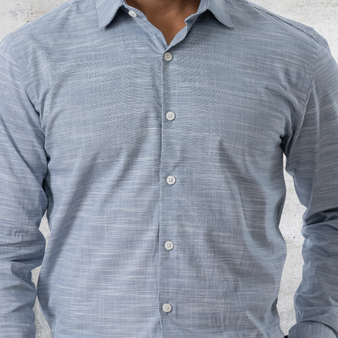 Men's Slub Cotton Shirt Sky