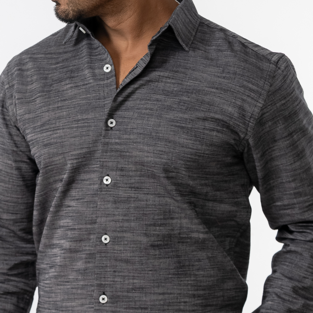 Men's Slub Cotton Shirt Black