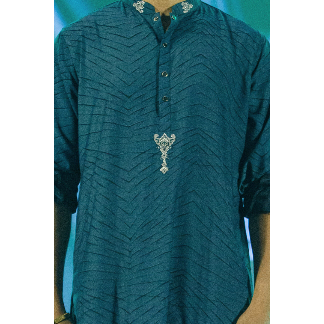 Men's Stroke Jacquard Panjabi (Blue)