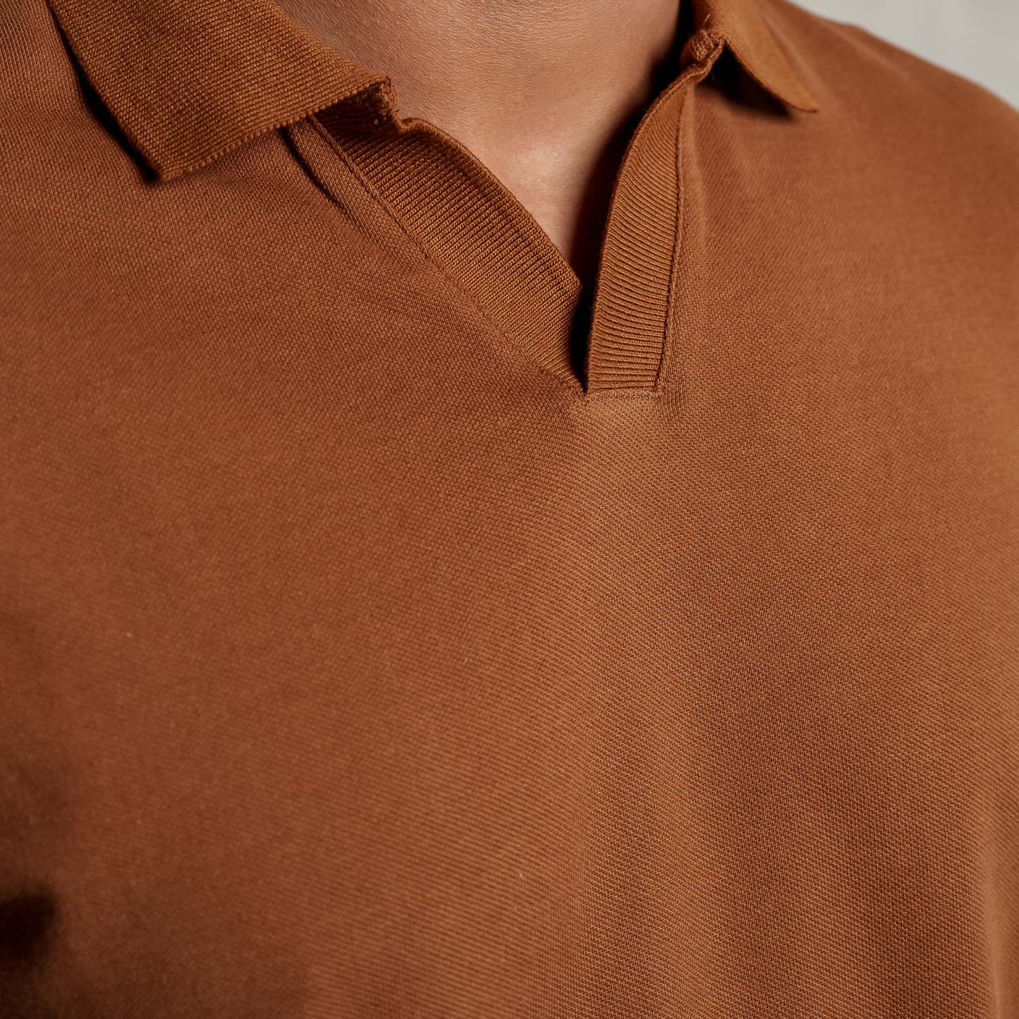 Men's V Neck Polo Coffee