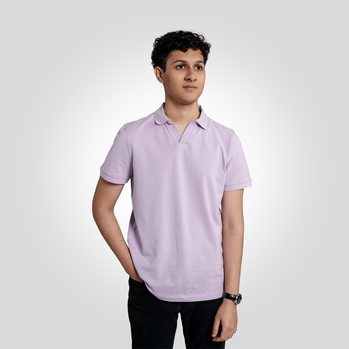 Men's V Neck Polo Lilac