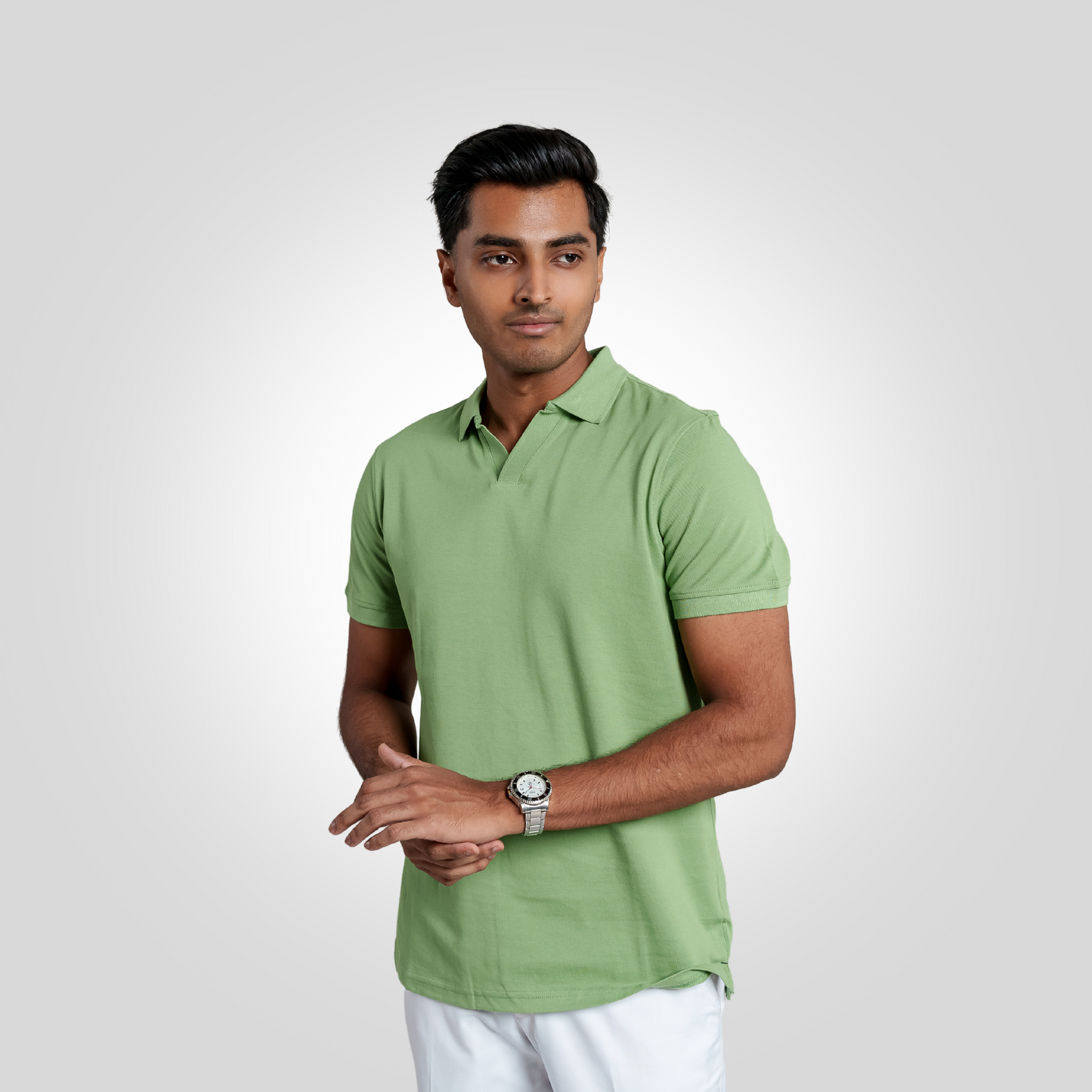 Men's V Neck Polo Watercress